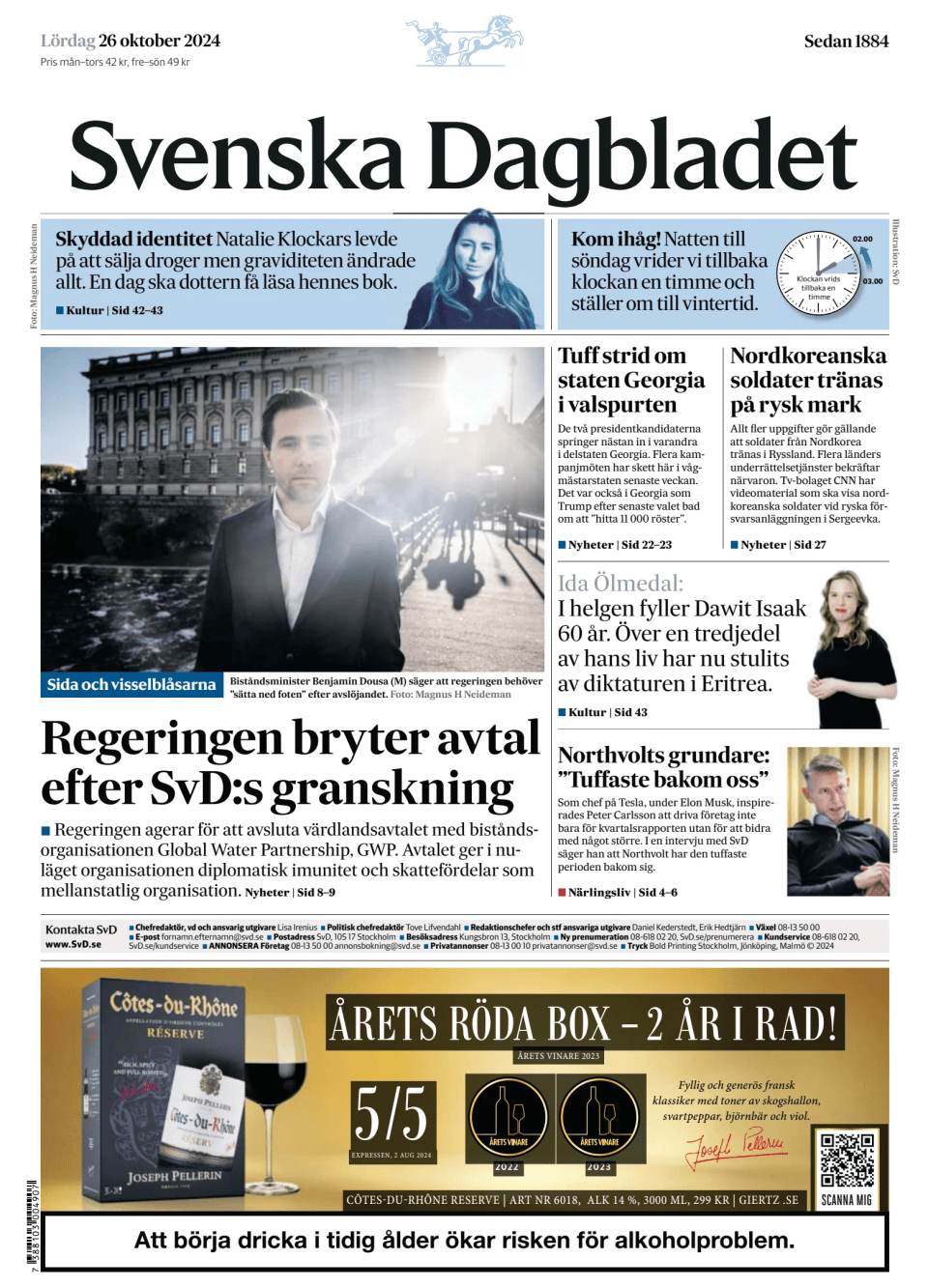 Prima-pagina-Svenska Dagbladet-edizione-di-oggi-20241026